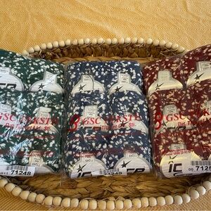 ICE YARN- PomPom Green/white, Blue/white, Red/white   3 packs of 6 cakes each.